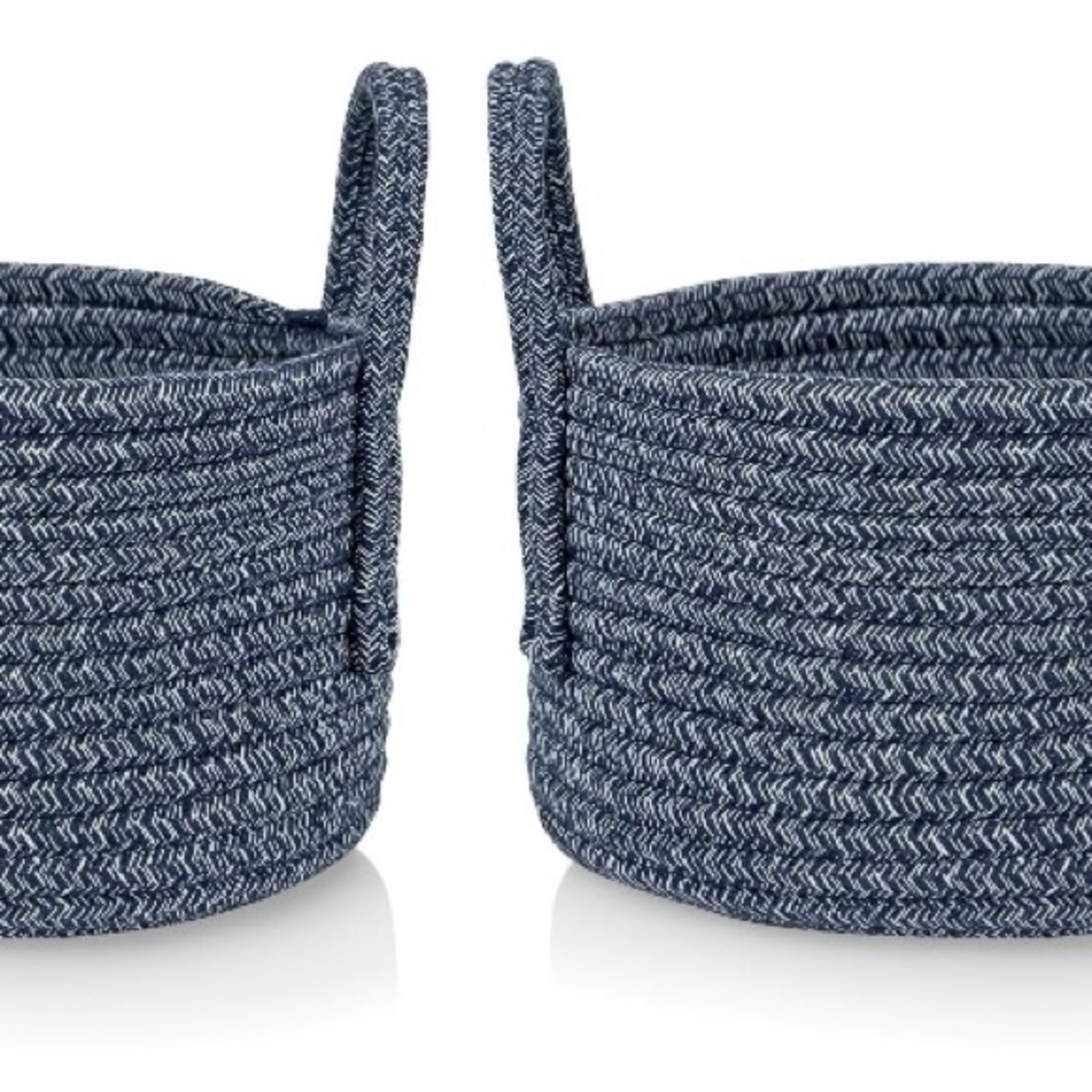 Blue Woven Storage Baskets